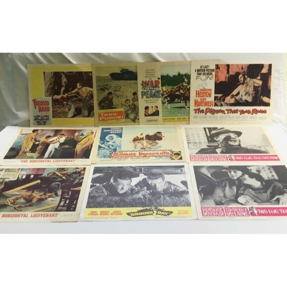 10 - 1950s 60s Movie Lobby Cards Mixed Lot 11x14 Vintage War & Peace Tobacco Rd - Picture 1 of 14